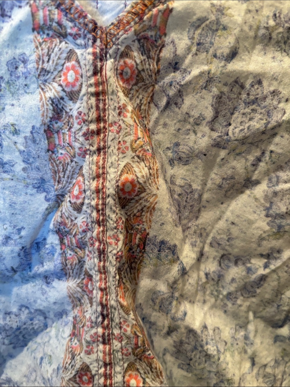 Carbon 2 Cobalt Women's Botanic Tunic Top XS Blue White Floral Cotton Modal Boho - Picture 4 of 6